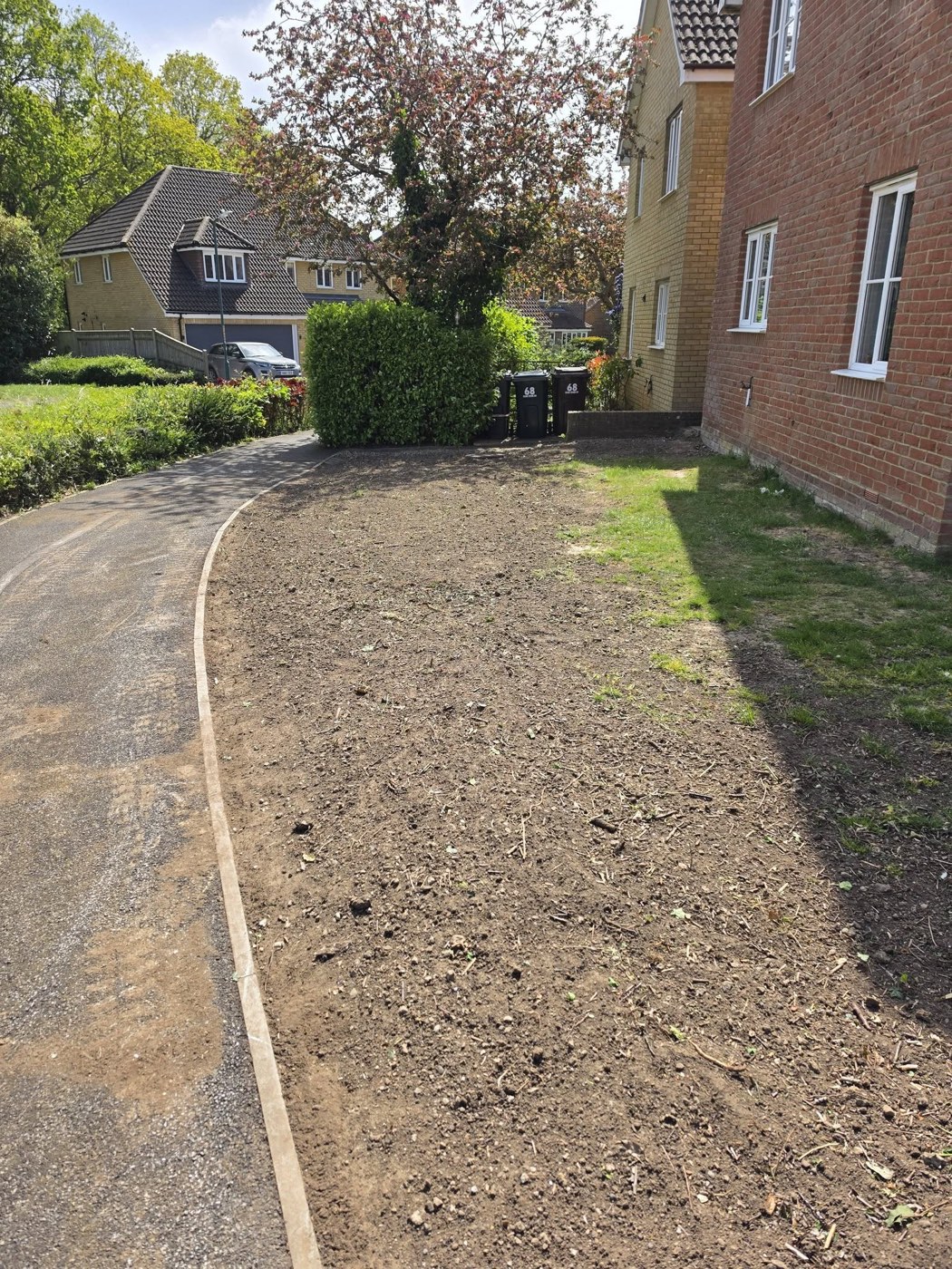 Ground prepared and levelled ready for new turf by Green Leaf Landscape Services in Kent